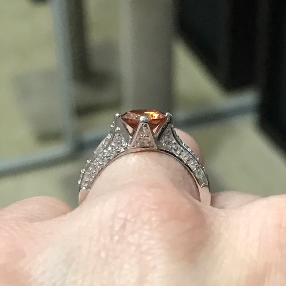 3CT Padparadscha Sapphire & Topaz Silver Ring - Picture 5 of 7